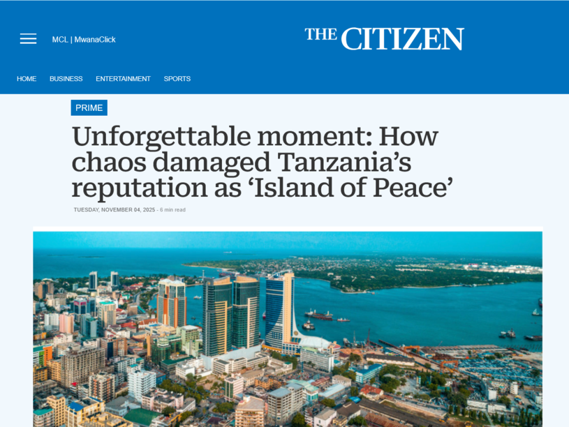 Foto: The Citizen Artikel in der tansanischen Tageszeitung 'The Citizen' am 4.11.2025