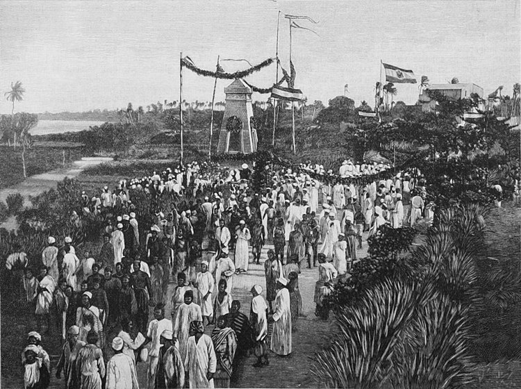 Die Einweihung des Wißmann-Denkmals in Bagamoyo (nach einer photographischen Aufnahme)